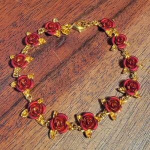 Danbury Mint A Dozen Roses, 14kt Gold Clad Bracelet
